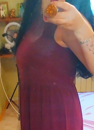 Сукня бордо широкого покрою з кишенями, розмір універсальний4 фото