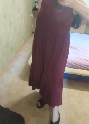 Сукня бордо широкого покрою з кишенями, розмір універсальний8 фото