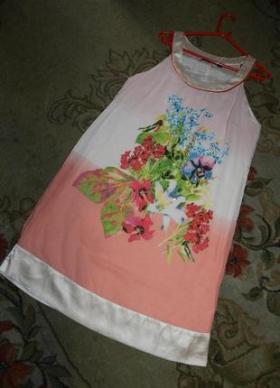 Чудесное,лёгкое платье в цветочный принт и птичку,с жемчугом и пайетками,индия3 фото