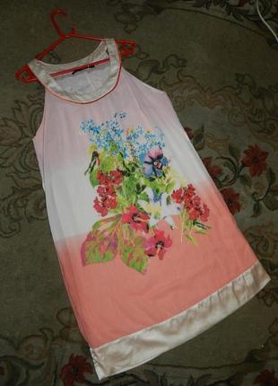 Чудесное,лёгкое платье в цветочный принт и птичку,с жемчугом и пайетками,индия4 фото