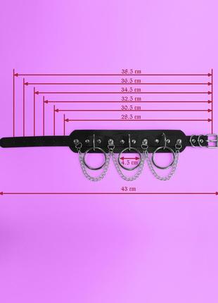 Чокер с металлическими кольцами и цепями в стиле харадзюку аниме хентай рок чёрный розовый3 фото
