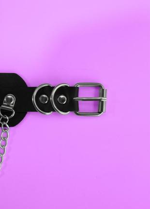 Чокер с металлическими кольцами и цепями в стиле харадзюку аниме хентай рок чёрный розовый2 фото