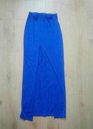 Довга спідниця з розрізом atmosphere/синяя юбка с разрезом спереди/вискоза1 фото