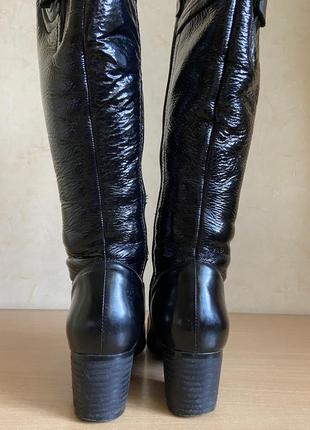 Сапоги женские кожаные с острым носком кожаные на каблуке6 фото