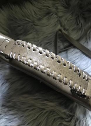 Кожаная сумочка натуральная кожа с плетеными ручкой и длинным ремешком4 фото