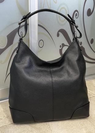 Сумка мягкая кожаная итальянская чёрная сумка сумка жіноча шкіряна чорна сумка м’яка2 фото