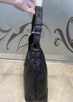 Сумка мягкая кожаная итальянская чёрная сумка сумка жіноча шкіряна чорна сумка м’яка5 фото