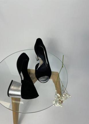 Ексклюзивні туфлі з натуральної італійської шкіри і замша чорні7 фото