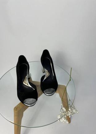 Ексклюзивні туфлі з натуральної італійської шкіри і замша чорні8 фото