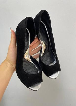Ексклюзивні туфлі з натуральної італійської шкіри і замша чорні2 фото
