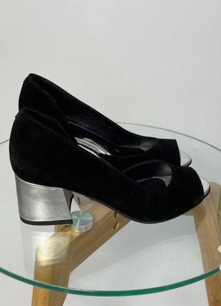 Эксклюзивные туфли из натуральной итальянской кожи и замша черные1 фото