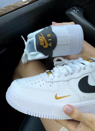 Кросівки air force 1 white/black/gold кроссовки6 фото