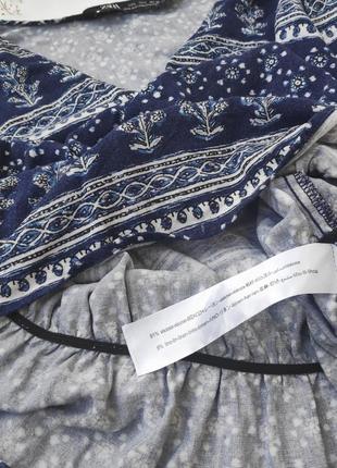 Блузка блуза 🔥zara🔥 с треугольным вырезом орнамент натуральная ткань6 фото