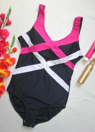 Суперовий злитий купальник батал з контрастними вставками janina 🍒🍹🍒