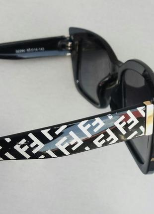 Fendi стильні жіночі сонцезахисні окуляри чорні з градієнтом з білим логотипом8 фото