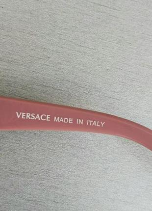 Versace стильные женские солнцезащитные очки бежевый градиент с розовыми дужками6 фото