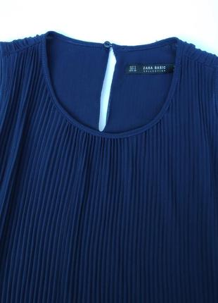 Плиссированная блузка блуза 🔥zara🔥 майка синяя свободная2 фото
