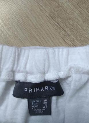 Укорочений білий бавовняний трикотажний топ primark з відкритими плечима і воланом/прошва/бавовна3 фото