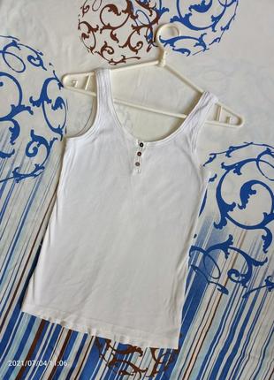 Майка белая в рубчик