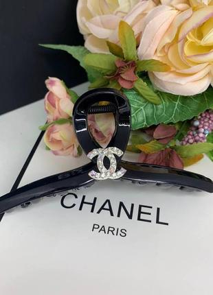 Краб для волосся чорний з брендовим логотипом з цирконами