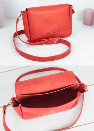 Женская сумка кросс-боди из натуральной кожи итальянский краст красная3 фото