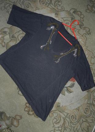 Асимметричная,трикотажная блузка с россыпью стразиков,большого размера,zara6 фото