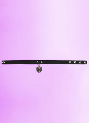 Чокер с сердечком в стиле харадзюку аниме хентай рок чёрный розовый3 фото