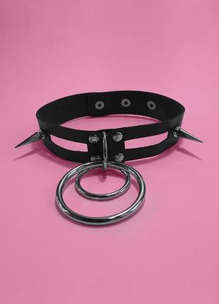 Чокер з шипами і кільцем в стилі харадзюку аніме хентай рок чорний рожевий