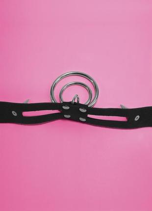 Чокер с шипами и кольцом в стиле харадзюку аниме хентай рок чёрный розовый4 фото