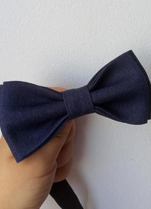 Галстук-бабочка тёмно-синий "под джинс", размер взрослый