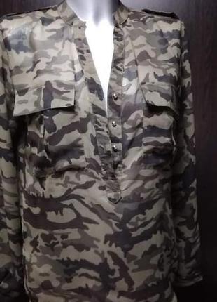 Блузка шифон принт пиксель милитари l