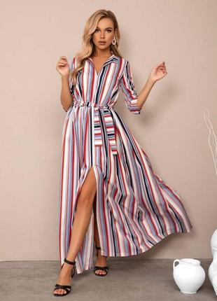 Стильне довге плаття з смугастим узором