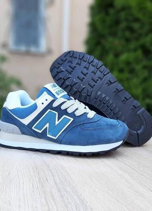 Женские кроссовки new balance 574 сине зелёные6 фото