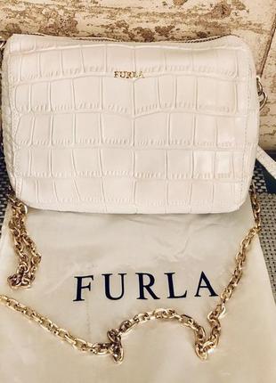 Сумка furla crossbody натуральная кожа в молочном1 фото