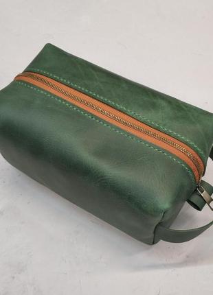 Несесер шкіряний stedley voyage case m (середній) зелений