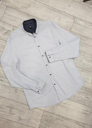Класична сорочка h&m блакитного кольору в дрібну клітку