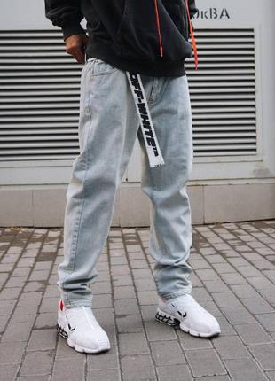 Прямые джинсы off white logo belt denim pants white4 фото