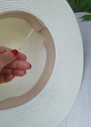 Солом'яний літній жіночий капелюх федора, пляжний капелюх ковбойка, канотьє, шляпа соломенная американка2 фото