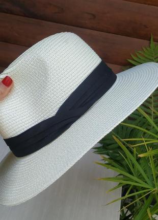 Солом'яний літній жіночий капелюх федора, пляжний капелюх ковбойка, канотьє, шляпа соломенная американка3 фото