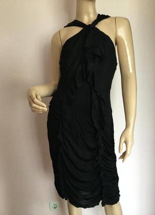 Чёрное вискозное коктельное платье на подкладке/s/м/  brend karen millen