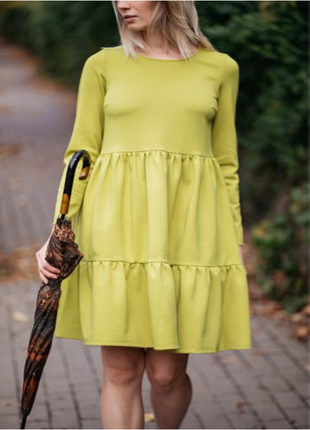 Распродажа! стильное двухярусное платье с рукавом5 фото