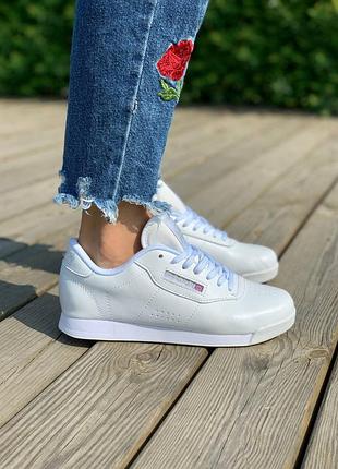 Женские белые кожаные кроссовки reebok princess lite white