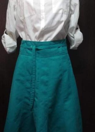 Юбка мятная лён коттон 46-48