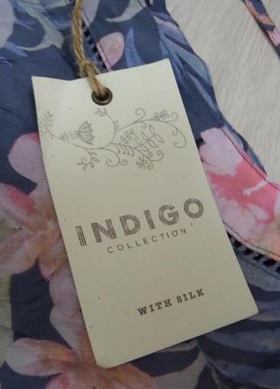 Брендовая шелковая блуза indigo collection принт цветы размер 46-484 фото