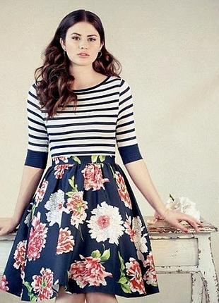 Пышная юбка в цветочный принт,хлопок,большой размер. tu