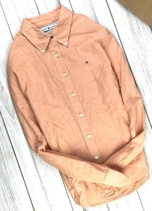 Рубашка хлопковая tommy hilfiger персикового цвета3 фото