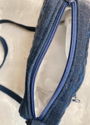 Жіноча джинсова крос-боді сумка темно-синя (ручна робота)3 фото