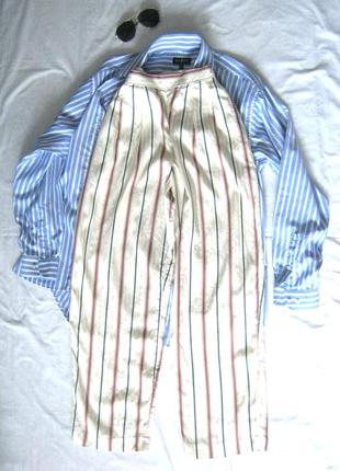 Трендові штани в смужку в піжамному стилі. з кишенями. на блискавці1 фото