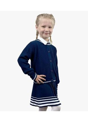 Дитячий костюм, кофта і спідниця синя з білим, шкільна форма