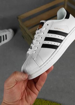 Женские кроссовки adidas superstar белые с чёрным8 фото